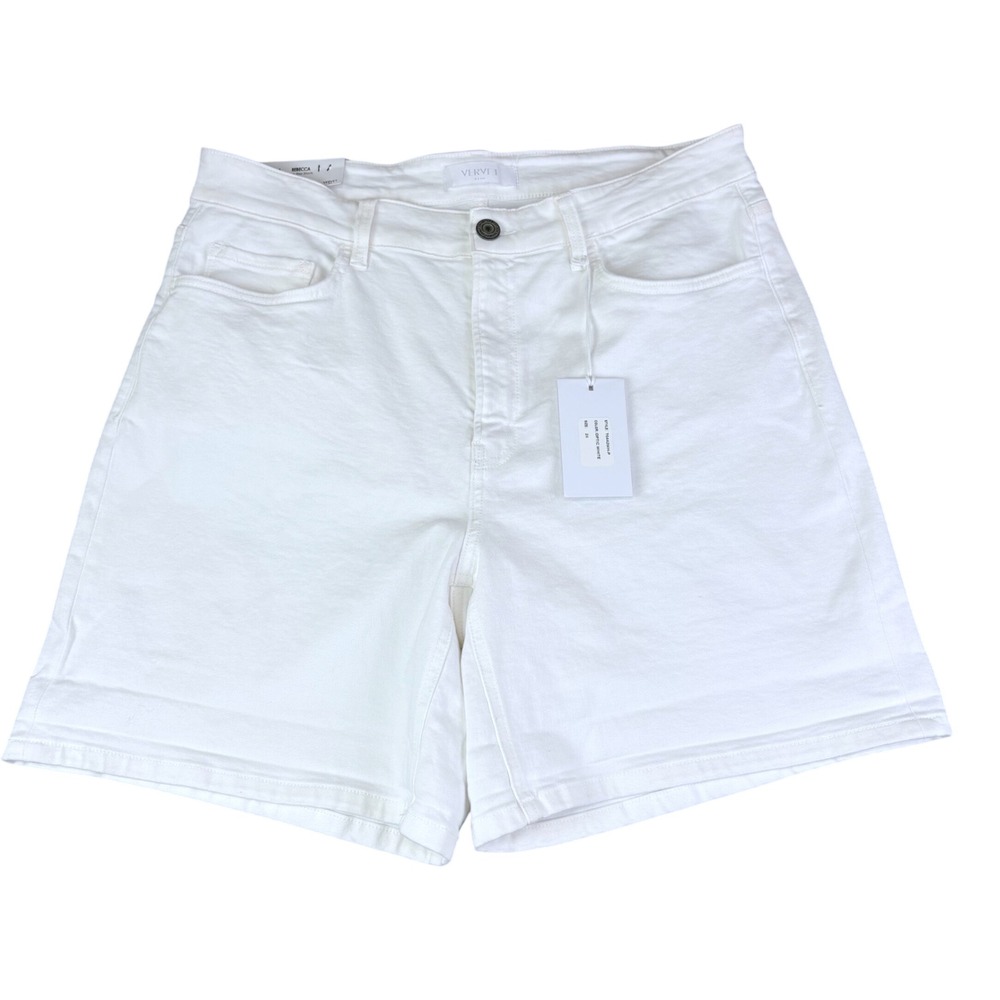 Vervet 2X White Rebecca High Rise Denim Shorts T6442WH-P Stretch Summer Casual